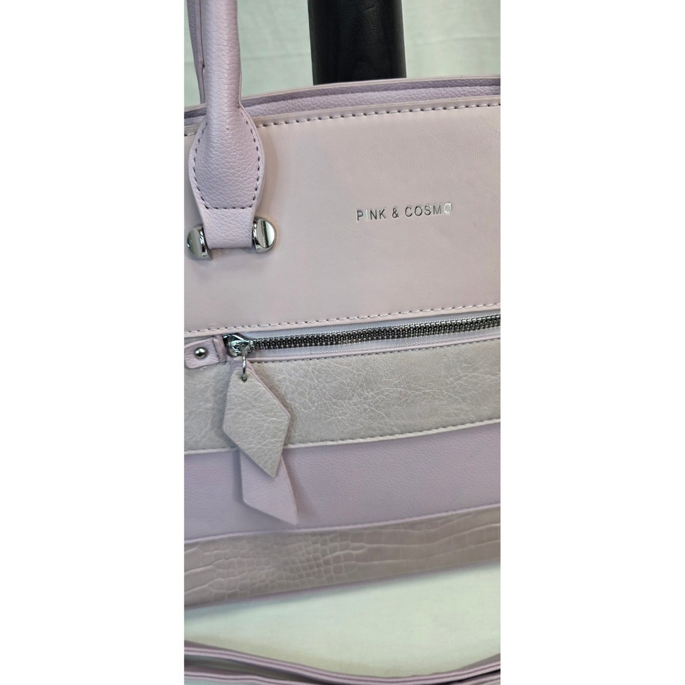 Pink & Cosmo Lavender Purple Paneled Satchel Handbag Crossbody Bag - Picture 5 of 16